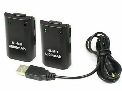 For XBOX 360 Battery 2-Pack Rechargeable Wireless Controller With Charger Cable • £8.98