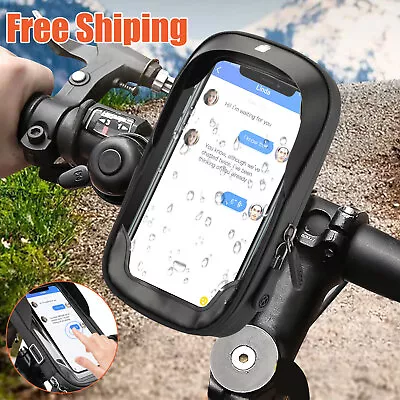 Motorcycle Bicycle Front Tube 360° Mount Phone Holder Case Touch Bag Waterproof • $12.98