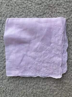 Vintage Hankerchief Sweet Floral Scattered Flowers Pink White Scalloped Edges • $7.99