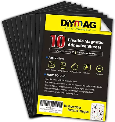 Magnetic Adhesive Sheets |4  X 6 | 10 Pack Cuttable Flexible Magnet Sheets Wi • £9.65