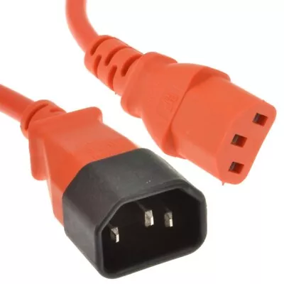 1m C14 To C13 Power Extension Cable IEC Male To Female UPS Orange Lead • £6.99