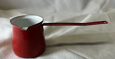 Vintage Enamelware Gravy/Soup Ladle Red & White With 5.5” Handle • $12