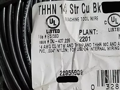 Southwire #14awg 19 Stranded THHN/THWN-2/MTW Building Wire 600V Black /100ft • $29.99