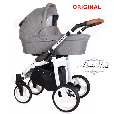 KUNERT ROTAX WHITE FRAME PRAM 2in1 3in1 CARRYCOT + PUSHCHAIR + CAR SEAT + ISOFIX • £459