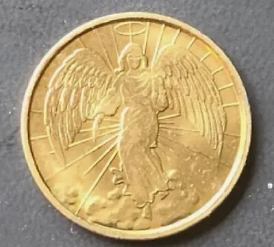 Guardian Angel Token Coin Medal Gold Tone Metal/ Winged Angel With Halo • $4.99