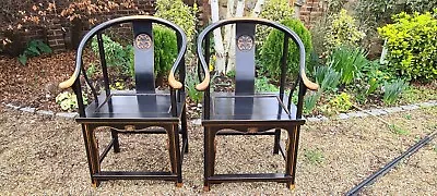 Pair Of Chinese Horseshoe Chairs • £275