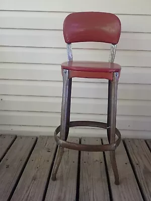 Vintage Red Vinyl Metal Cosco Counter Stool • $35