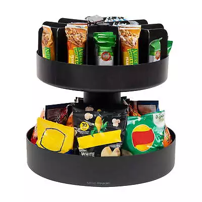 2-Tier Snack Carousel Countertop Organizer Snack Tray Plastic Black • $34.99