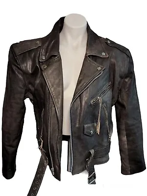 $95 • Buy Eagle International Distressed Leather Jacket Echtes Leder Medium Punk Biker