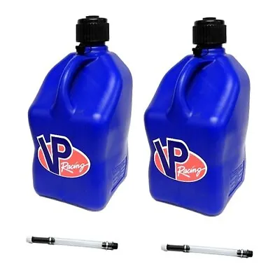 VP Fuel 2 Pack Square Blue 5 Gallon Fuel / Water Jug + 2 Pack Hose Circle Track  • $73.95