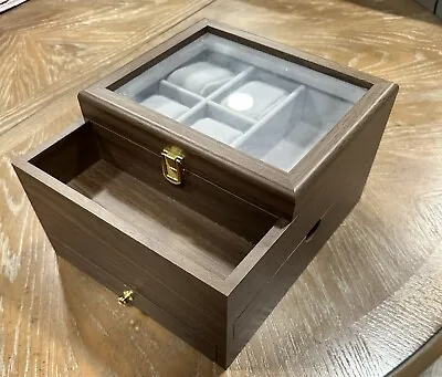 Watch Box For Men Jewelry Organizer With Real Glass Watch Case For Ring Brac... • $19.99