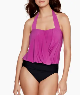 New Magicsuit By Miraclesuit Hibiscus Drape Olivia One Piece Swimsuit Size 14 • $54.50