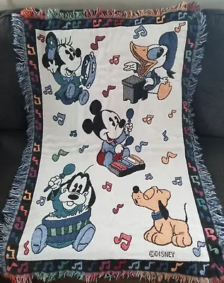 Vintage Baby Mickey Mouse And Friends Tapestry Blanket - Crib Toddler Disney • $24.95