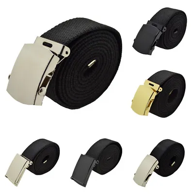 48 54 60 72  Canvas Web Belt Military Style Plain Belt & Buckle 6 Styles • $16.99