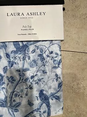 Nwt Laura Ashley Blue Floral Summer Palace Window Panel Pair 2 Curtains 38” 84” • $59.99