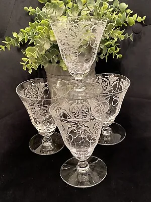 $39.95 • Buy 4- Morgantown Glass MILAN Oyster / Fruit Cocktail Etched Glasses