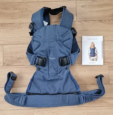 BabyBjorn Baby Carrier One Cotton Mix Classic Denim/Midnight Blue Hardly Used • £69.99