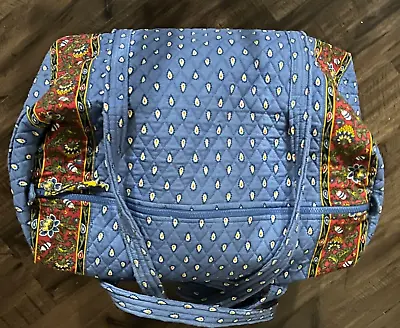 Vera Bradley Large Duffel Bag Beautiful Blue Paisley  With Floral Accent • $50