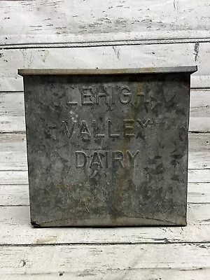 VTG Lehigh Valley Dairy Embossed Galvanized Milk Bottle PA Porch Dairy Box • $60