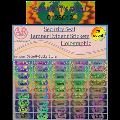 $7.98 • Buy SECURITY SEAL Tamper Proof Security Sticker (SERIAL NUMBERS) (AvR051)