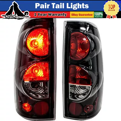 Tail Lights For 1999-2006 Chevy Silverado GMC Sierra Black Clear Pair Video Show • $53.99