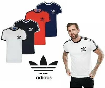 £11.90 • Buy Adidas 3 Stripes Retro Trefoil Tee Mens Short Sleeve T-Shirts In Various Colours