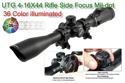 $174.48 • Buy UTG Rifle Scope 4-16X44 With SWAT Focus EZ-TAP 36 Color Reticle SCP3-U416AOIEW