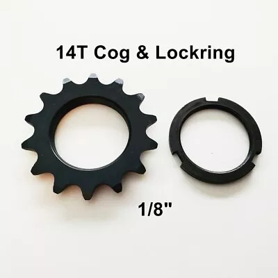 14t Cog & Lockring  - Fixed Gear Track 14 Tooth 1/8 Inch 1/8  Fixie Lock Ring • $10.99