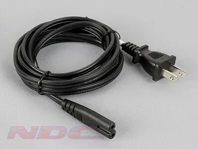 US 2 Pin Mains Power Cord Cable IEC C7 Figure 8 2M Black For Your Electronics • £4.99