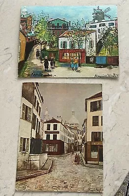 Vintage Maurice Utrillo Litho Set Of 2 Montmartre Street Scenes Paris 11 X 14 • $39.99