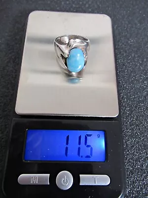 VTG MEXICO .925 STERLING SILVER RING With OVAL AMAZONITE STONE; SIZE 6; 11.5g • $24.50