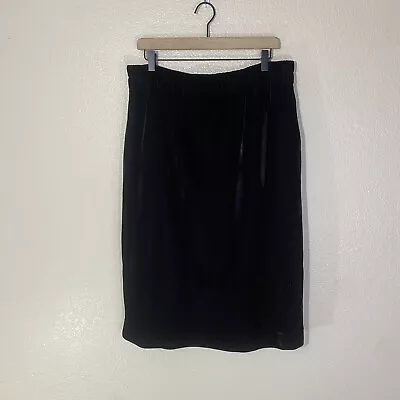 J Crew NWT Skirt Womens XL Black Velvet Pull On Side Slit Elastic Waist Holiday • $44.99