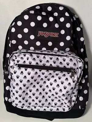 Jansport Minnie Mouse Disney Backpack Polka Dot Black White School • £28.92