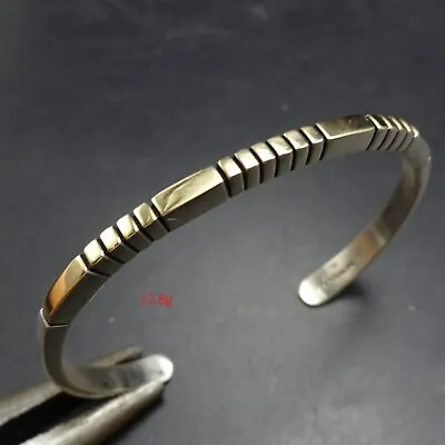 Julian Nez NAVAJO Sterling Silver And 14 KARAT GOLD Cuff Stacker BRACELET 12.8g • $295