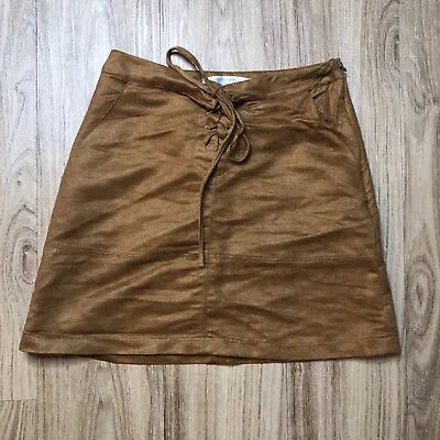 Womens LC Lauren Conrad Textured Mini Skirt SZ 2 Brown • $4.28