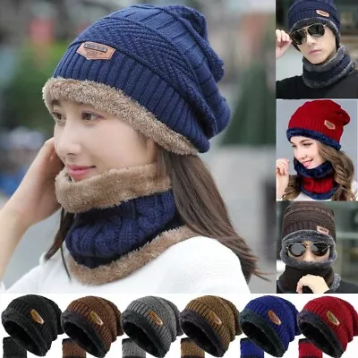 Winter Baggy Slouchy Knit Warm Beanie Hat And Scarf Ski Skull Cap For Mens Women • $9.49