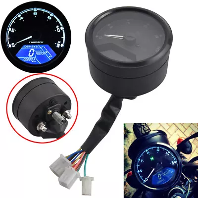 Motorcycle LCD Digital Speedometer Tachometer Cafe Racer Moto Odometer 12000RPM • $28.75