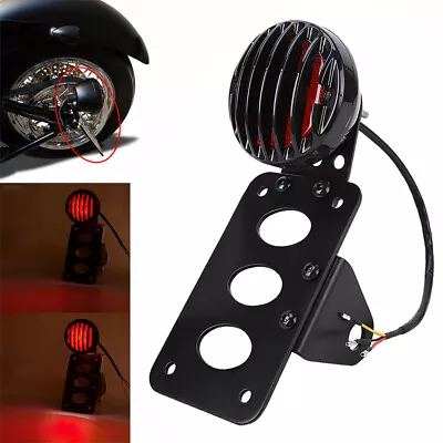 US LED 3/4  Axle Motorcycle License Plate Bracket Tail Light For Chopper Bobber • $29.09