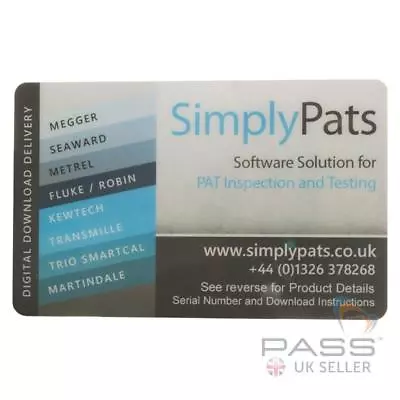£91.20 • Buy Simply Pats Manual Entry PAT Testing Software -  Create Database Of PAT Results