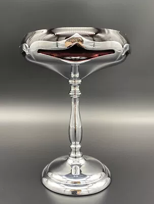 $49.99 • Buy Vintage Farber Bros New York Art Deco Chrome Compote Amethyst Glass Dish 7.5  H