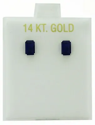 GENUINE 1.26 Cts BLUE SAPPHIRE STUD EARRINGS 14K WHITE GOLD - FREE Appraisal • $0.99