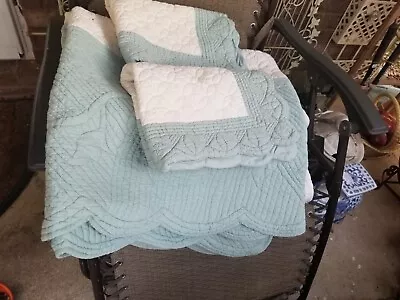 Set Of 3 Restoration Hardware Queen Sz Quilted Coverlet W/ 2 Pillow Shams • $225