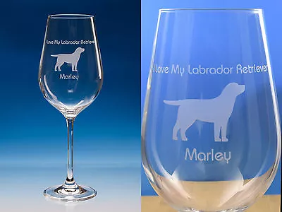 Personalised Labrador Retriever Crystal Wine Glass Engraved Labrador Dog Gift • £18.52