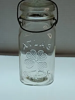 Vintage Atlas Clear Good Luck Mason Jar Quart • $17.99