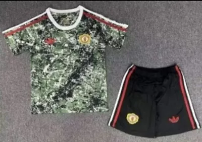 NEW Manchester United Stone Roses Football KIT Sizes 5-13 YEARS 2024  2025 • £35.99