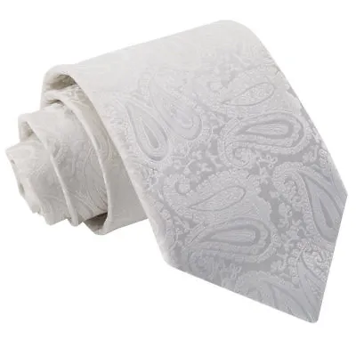 Ivory Tie Woven Floral Paisley Mens Classic Wedding Necktie By DQT • £7.99