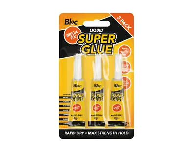 New 3 Pack 3g SUPER GLUE Strong Bond Adhesive Plastic Glass Wood Rubber Metal • £2.49