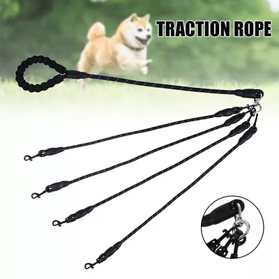 $29.32 • Buy 2/3/4 Way Couplers Pet Walking Running Dog Leash Lead Braided Nylon Leash Rope