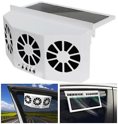 3 Fans Solar Powered Car SUV Cool Fan Cooler Window Air Vent Exhaust Ventilation • $28.14