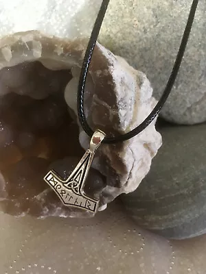 RUNE Thors Hammer Necklace Mjolnir Viking Nordic Celtic Avengers  Silver Pendant • £5.50